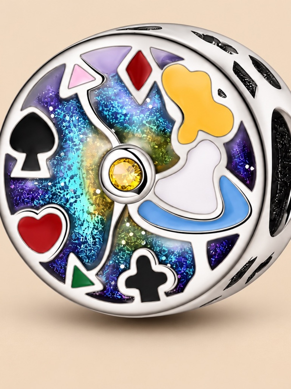 Sterling Silver Multicolor Enamel Game Charm Bead